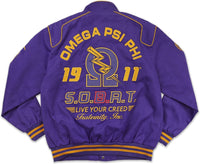 Big Boy Omega Psi Phi Divine 9 S10 Mens Twill Racing Jacket [Purple]