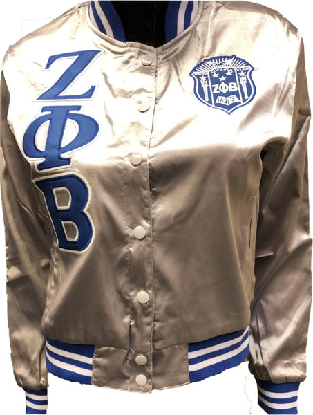 Buffalo Dallas Zeta Phi Beta Satin Jacket [Silver]