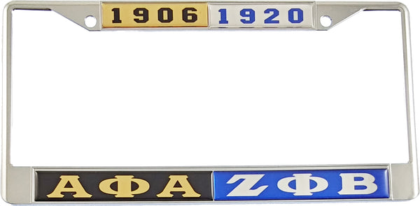 Alpha Phi Alpha + Zeta Phi Beta Split Founder Year License Plate Frame [Black/Blue]