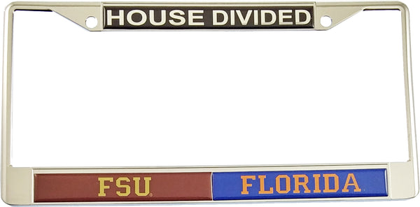 Florida State + Florida House Divided Split License Plate Frame [Silver]