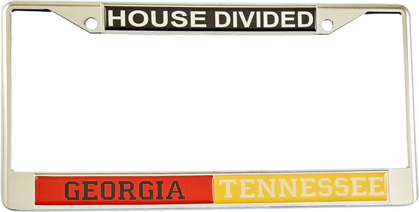 Georgia + Tennessee House Divided Split License Plate Frame [Silver]