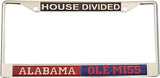 Alabama + Mississippi House Divided Split License Plate Frame [Silver]