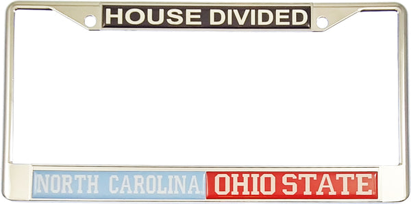 North Carolina + Ohio State House Divided Split License Plate Frame [Silver]