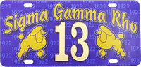 Sigma Gamma Rho Printed Line #13 License Plate [Blue]