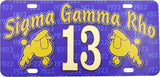 Sigma Gamma Rho Printed Line #13 License Plate [Blue]