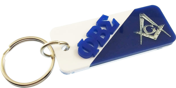 Phi Beta Sigma + Mason Two Group Split Key Chain [White/Blue]