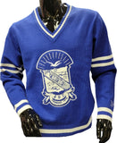 Buffalo Dallas Phi Beta Sigma Chenille V-Neck Varsity Sweater [Blue]