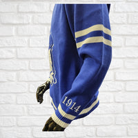 Buffalo Dallas Phi Beta Sigma Chenille V-Neck Varsity Sweater [Blue]