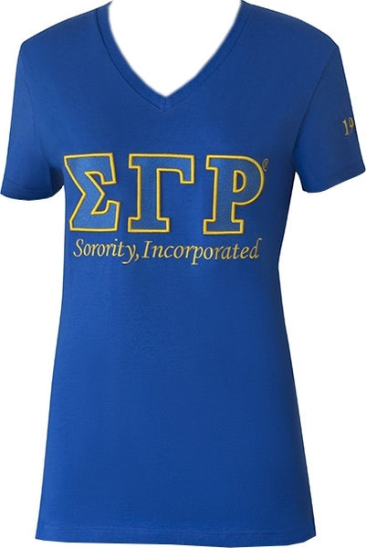 Sigma Gamma Rho Luxury Embroidered Womens Tee [Blue]