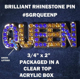 Sigma Gamma Rho Queen Rhinestone Lapel Pin [Gold]