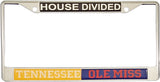 Tennessee + Mississippi House Divided Split License Plate Frame [Silver]