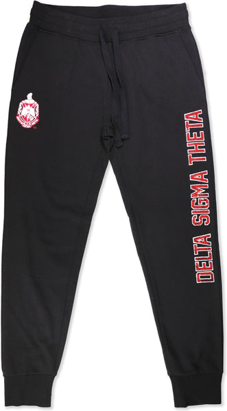 Big Boy Delta Sigma Theta Divine 9 S2 Sequin Womens Jogger Sweatpants [Black]