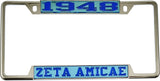 Zeta Phi Beta 1948 Zeta Amicae License Plate Frame [Decal Visible Frame - Sky Blue/Blue]