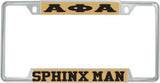 Alpha Phi Alpha Sphinx Man License Plate Frame [Decal Visible Frame - Gold/Black]