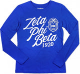 Big Boy Zeta Phi Beta Divine 9 S3 Long Sleeve Ladies Tee [Long Sleeve - Royal Blue]