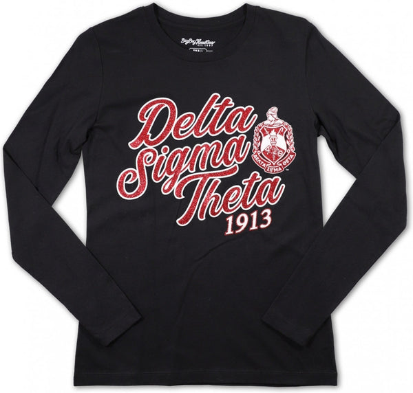 Big Boy Delta Sigma Theta Divine 9 S3 Long Sleeve Ladies Tee [Long Sleeve - Black]