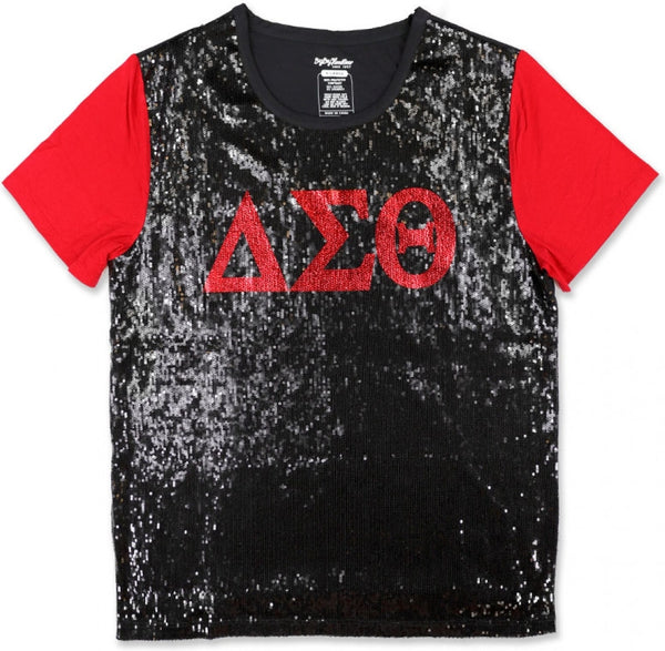 Big Boy Delta Sigma Theta Divine 9 S3 Ladies Sequins Tee [Black]