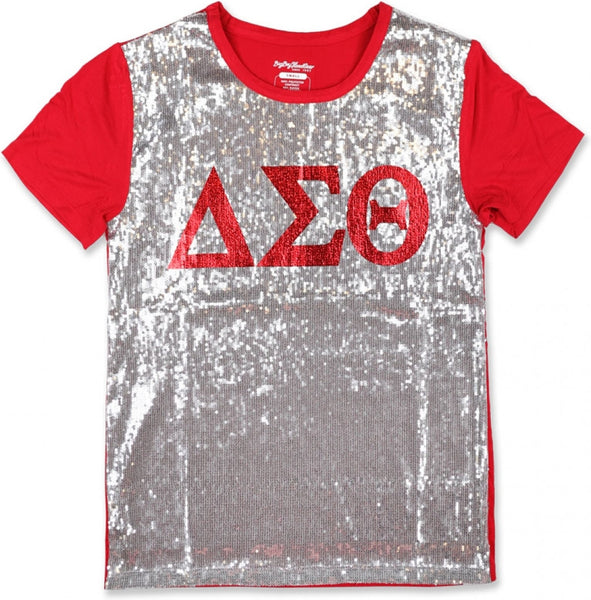 Big Boy Delta Sigma Theta Divine 9 S3 Ladies Sequins Tee [White]