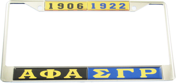 Alpha Phi Alpha + Sigma Gamma Rho Split Founder Year License Plate Frame [Black/Blue]