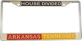 Arkansas + Tennessee House Divided Split License Plate Frame [Silver]