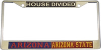 Arizona + Arizona State House Divided Split License Plate Frame [Silver]