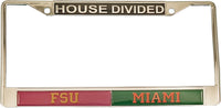 Florida State + Miami House Divided Split License Plate Frame [Silver]