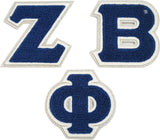 Zeta Phi Beta Glitter Chenille Letter Iron-On Patch Set [Royal Blue]