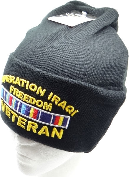 Operation Iraqi Freedom Mens Cuffed Beanie Cap [Black]