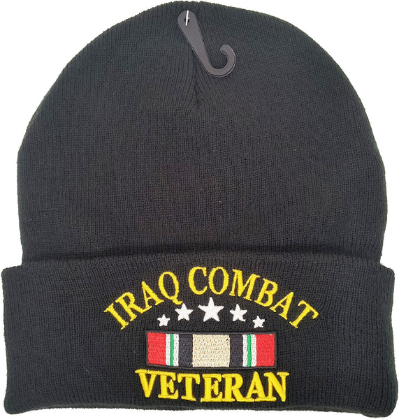 Iraq Combat Veteran Mens Cuffed Beanie Cap [Black]