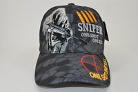 Sniper One Shot One Kill Snake Skin Camo Mens Cap [Black]