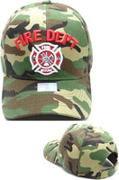 Fire Dept Fire Rescue Emblem Mens Cap [Green Camouflage]