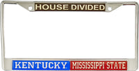 Kentucky + Mississippi State House Divided Split License Plate Frame [Silver]