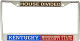 Kentucky + Mississippi State House Divided Split License Plate Frame [Silver]