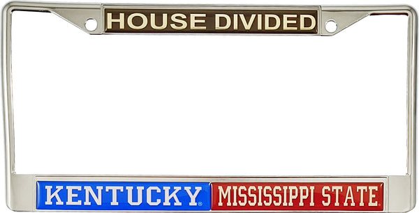 Kentucky + Mississippi State House Divided Split License Plate Frame [Silver]