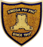 Omega Psi Phi Shield Chenille Iron-On Patch [Gold]