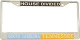 North Carolina + Tennessee House Divided Split License Plate Frame [Silver]