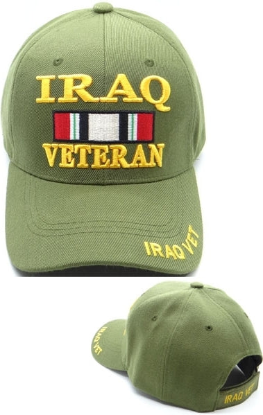 Iraq Veteran Ribbon Mens Cap [Olive Green]