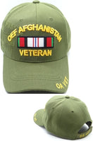 OEF Afghanistan Veteran Ribbon Shadow Mens Cap [Baseball Cap - Olive Green]