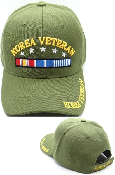 Korea Veteran Stars & Ribbons Shadow Mens Cap [Olive Green]