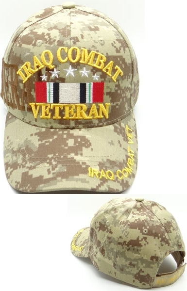 Iraq Combat Veteran Ribbon Text Shadow Mens Cap [Baseball Cap - Desert Digital]