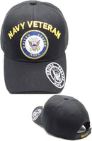 Navy Veteran Arch Text Shadow On Bill Mens Cap [Black]