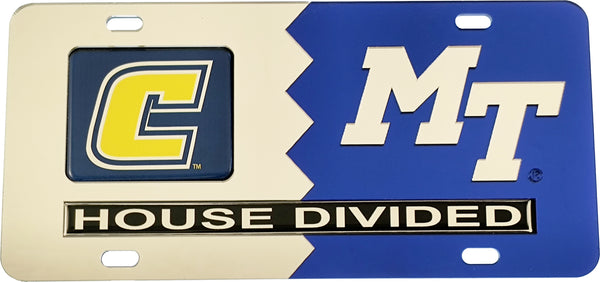 Tennessee at Chattanooga (UTC) + Middle Tennessee (MTSU) House Divided Split License Plate Tag