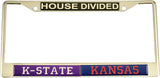 Kansas State + Kansas House Divided Split License Plate Frame [Silver]