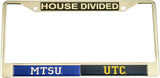 Middle Tennessee (MTSU) + Tennessee at Chattanooga (UTC) House Divided Split License Plate Frame [Silver]