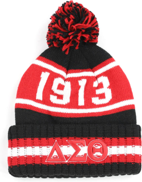 Big Boy Delta Sigma Theta Divine 9 S252 Womens Beanie With Ball [Black]