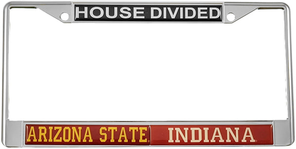 Arizona State + Indiana House Divided Split License Plate Frame [Silver]