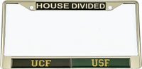 Central Florida (UCF) + South Florida House Divided Split License Plate Frame [Silver]