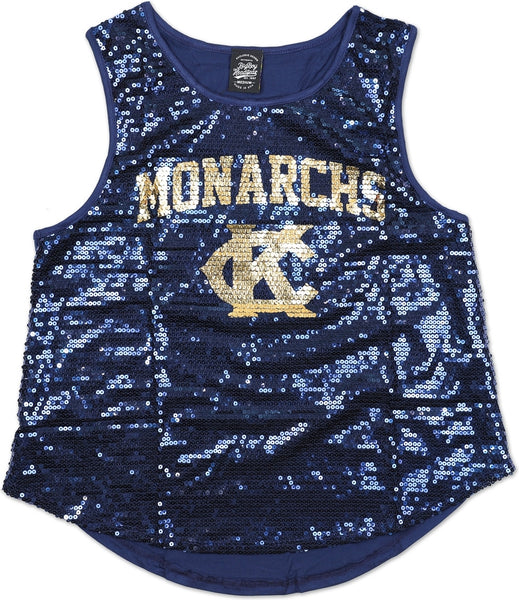 Big Boy Kansas City Monarchs NLBM Ladies Sequins Tank Top [Navy Blue]