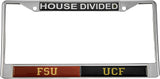 Florida State + Central Florida (UCF) House Divided Split License Plate Frame [Silver]