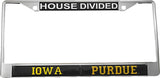 Iowa + Purdue House Divided Split License Plate Frame [Silver]